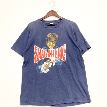 【中古品】【メンズ】 AUSTIN POWERS オースティンパワーズ USA製 c1998 90S SWAGADELIC スワガデリック MOVIE T-SHIRT ムービー Tシャツ 半袖 トップス 146-250127-mm-2-izu サイズ：L カラー：ネイビー 紺 万代Net店