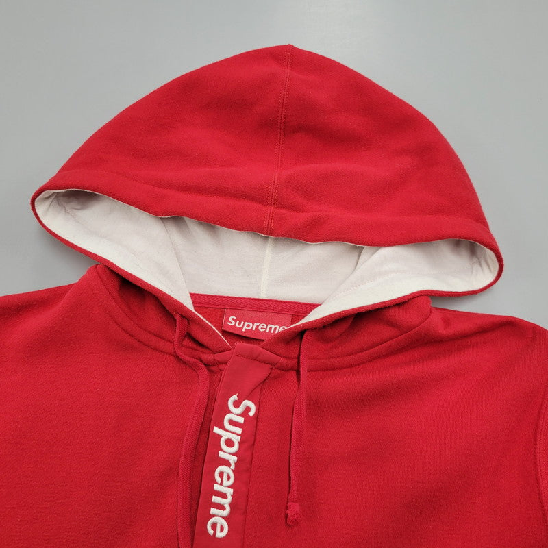 【現状渡し品】【メンズ】 Supreme シュプリーム CONTRAST PLACKET HOODED SWEATSHIRT コントラスト プラケット フーデッド スウェットシャツ パーカー 長袖 トップス 149-250711-as-14-izu サイズ：S カラー：レッド 万代Net店