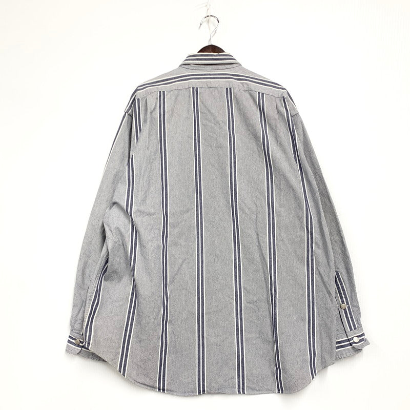 【中古品】【メンズ】 POLO RALPH LAUREN ポロ・ラルフローレン 90S LS COTTON STRIPE WORK SHIRT ロングスリーブ コットン ストライプ ワーク シャツ 長袖 トップス 146-250127-mm-1-izu サイズ：下記参照 カラー：グレー 万代Net店