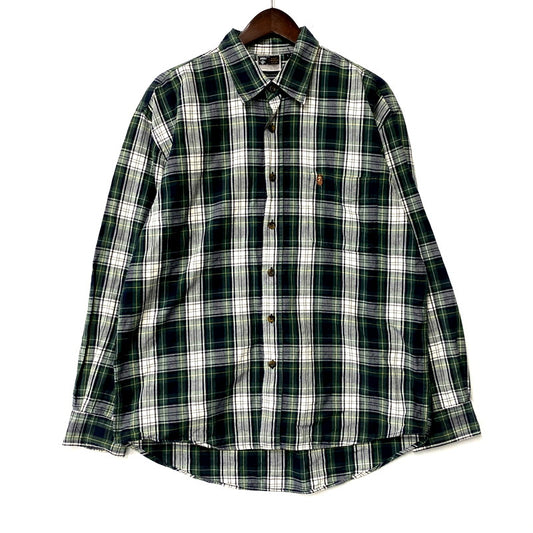 【中古品】【メンズ】  OLD BAPE A BATHING APE オールド ベイプ  アベイシングエイプ LS CHECK SHIRT ロングスリーブ チェックシャツ 長袖 トップス 142-250128-as-05-izu サイズ：L カラー：グリーン系 万代Net店