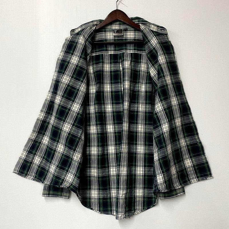 【中古品】【メンズ】  OLD BAPE A BATHING APE オールド ベイプ  アベイシングエイプ LS CHECK SHIRT ロングスリーブ チェックシャツ 長袖 トップス 142-250128-as-05-izu サイズ：L カラー：グリーン系 万代Net店