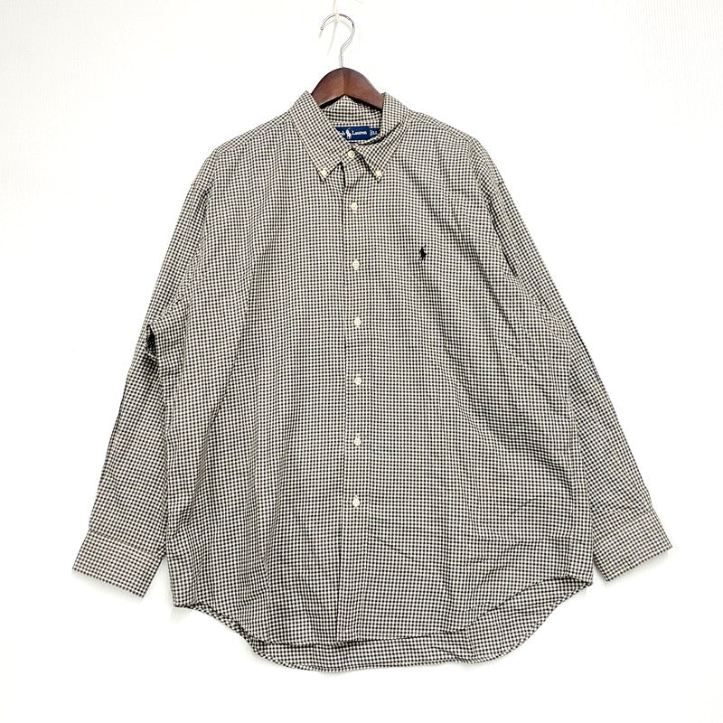 【中古品】【メンズ】 RALPH LAUREN ラルフローレン 90S BLAKE LS GINGAM CHECK SHIRT 90年代 ブレイク ロングスリーブギンガムチェックシャツ トップス 長袖 146-250129-ma-05-izu サイズ：LL カラー：白/黒 万代Net店