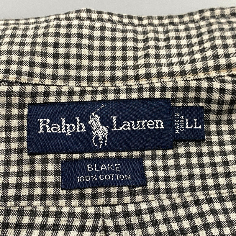 【中古品】【メンズ】 RALPH LAUREN ラルフローレン 90S BLAKE LS GINGAM CHECK SHIRT 90年代 ブレイク ロングスリーブギンガムチェックシャツ トップス 長袖 146-250129-ma-05-izu サイズ：LL カラー：白/黒 万代Net店