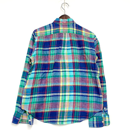 【中古品】【メンズ】 RALPH LAUREN ラルフローレン LS BD LINEN CHECK SHIRT ロングスリーブ ボタンダウン リネン チェックシャツ 長袖 トップス 147-250128-as-30-izu サイズ：M カラー：マルチカラー 万代Net店