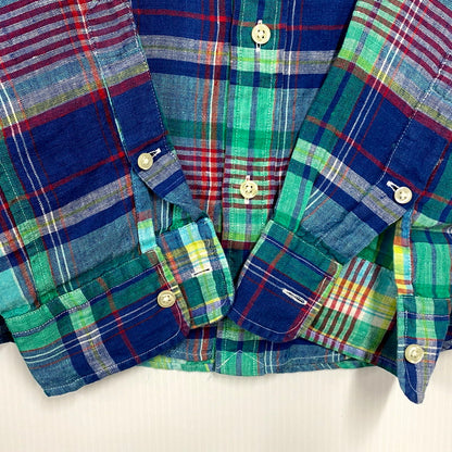 【中古品】【メンズ】 RALPH LAUREN ラルフローレン LS BD LINEN CHECK SHIRT ロングスリーブ ボタンダウン リネン チェックシャツ 長袖 トップス 147-250128-as-30-izu サイズ：M カラー：マルチカラー 万代Net店