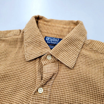 【中古品】【メンズ】 Polo by Ralph Lauren ポロバイラルフローレン 90S CURHAM SPORT 千鳥柄シャツ 長袖 トップス 146-250129-ay-10-izu サイズ：L カラー：ブラウン 万代Net店