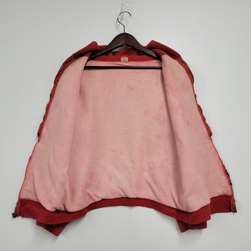 【現状渡し品】【メンズ】 MAYO SPRUCE メイヨースプルース IDEAL ZIP 60S THERMAL LINER ZIP-UP DOUBLE FACE HOODED SWEATSHIRT サーマルライナー ジップアップ ダブルフェイス フーデッド スウェット パーカー 146-250129-as-06-izu サイズ：L カラー：レッド 万代Net店