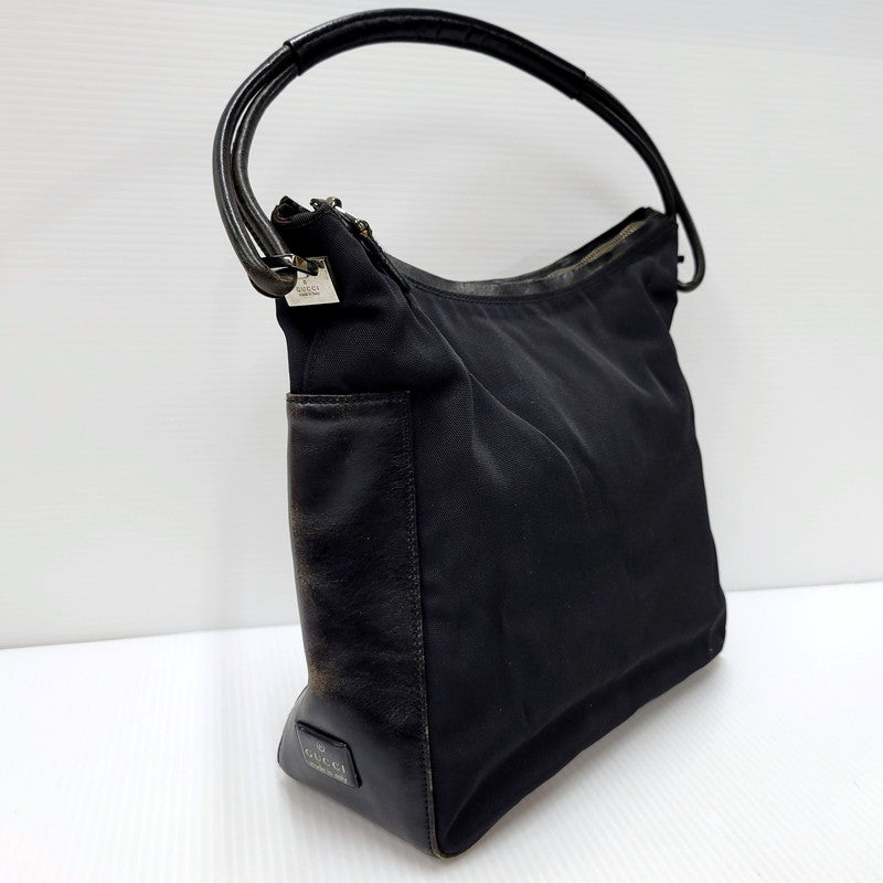 【中古品】【レディース】 GUCCI グッチ NYLON LEATHER HAND BAG 3766 ナイロン レザー ハンドバッグ カバン 鞄 180-250205-as-44-izu カラー：ブラック 万代Net店