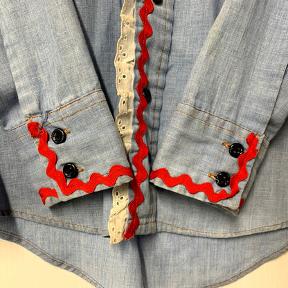 【中古品】【メンズ】 Wrangler ラングラー 70S ”FLOWER" LS WESTERN SHIRT 70年代 フラワー ロングスリーブウェスタンシャツ トップス 長袖 146-250209-ma-01-izu サイズ：不明 カラー：青 万代Net店