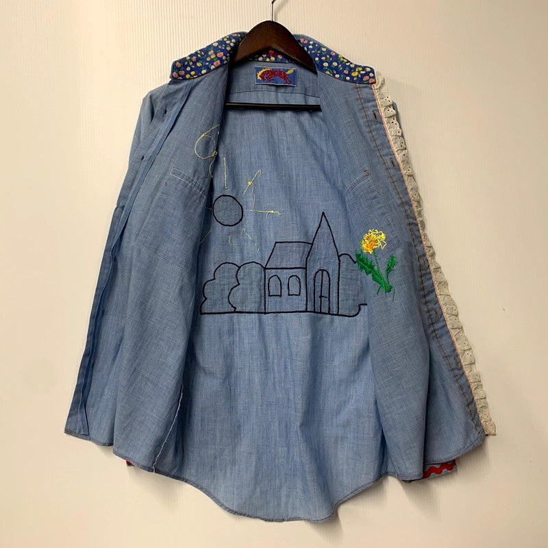 【中古品】【メンズ】 Wrangler ラングラー 70S ”FLOWER" LS WESTERN SHIRT 70年代 フラワー ロングスリーブウェスタンシャツ トップス 長袖 146-250209-ma-01-izu サイズ：不明 カラー：青 万代Net店