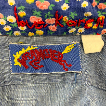 【中古品】【メンズ】 Wrangler ラングラー 70S ”FLOWER" LS WESTERN SHIRT 70年代 フラワー ロングスリーブウェスタンシャツ トップス 長袖 146-250209-ma-01-izu サイズ：不明 カラー：青 万代Net店