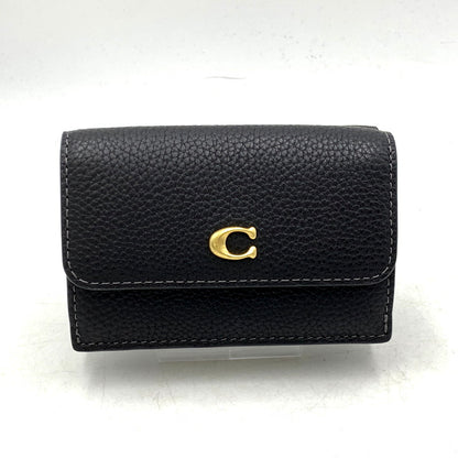 【中古品】【メンズ/レディース】 COACH コーチ ミニ トライフォールド ウォレット 三つ折り財布 181-250205-as-25-izu カラー：ブラック 万代Net店