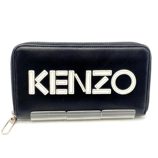 【中古品】【メンズ】 KENZO ケンゾー BL0159 LEATHER LOGO ZIP LONG WALLET レザーロゴジップロングウォレット 長財布 200-250205-ma-08-izu カラー：黒 万代Net店