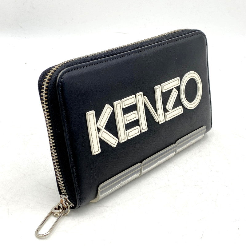 【中古品】【メンズ】 KENZO ケンゾー BL0159 LEATHER LOGO ZIP LONG WALLET レザーロゴジップロングウォレット 長財布 200-250205-ma-08-izu カラー：黒 万代Net店