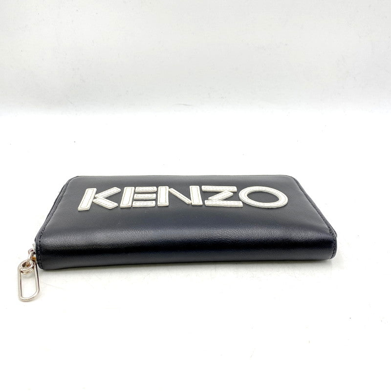 【中古品】【メンズ】 KENZO ケンゾー BL0159 LEATHER LOGO ZIP LONG WALLET レザーロゴジップロングウォレット 長財布 200-250205-ma-08-izu カラー：黒 万代Net店