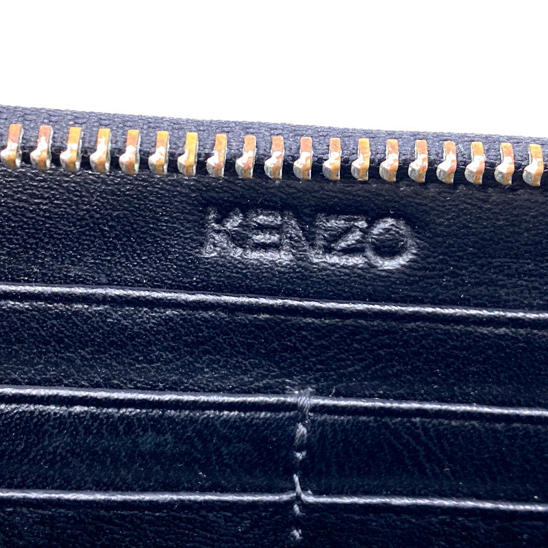 【中古品】【メンズ】 KENZO ケンゾー BL0159 LEATHER LOGO ZIP LONG WALLET レザーロゴジップロングウォレット 長財布 200-250205-ma-08-izu カラー：黒 万代Net店