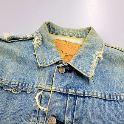 【現状渡し品】【メンズ】 Levi's リーバイス 90S 70502XX 1ST DENIM JACKET CREAM SODA CUSTOM デニムジャケット クリームソーダカスタム 刻印J02 日本製 復刻 1992年製 アウター 146-250202-as-30-izu サイズ：38 カラー：ライトインディゴ 万代Net店