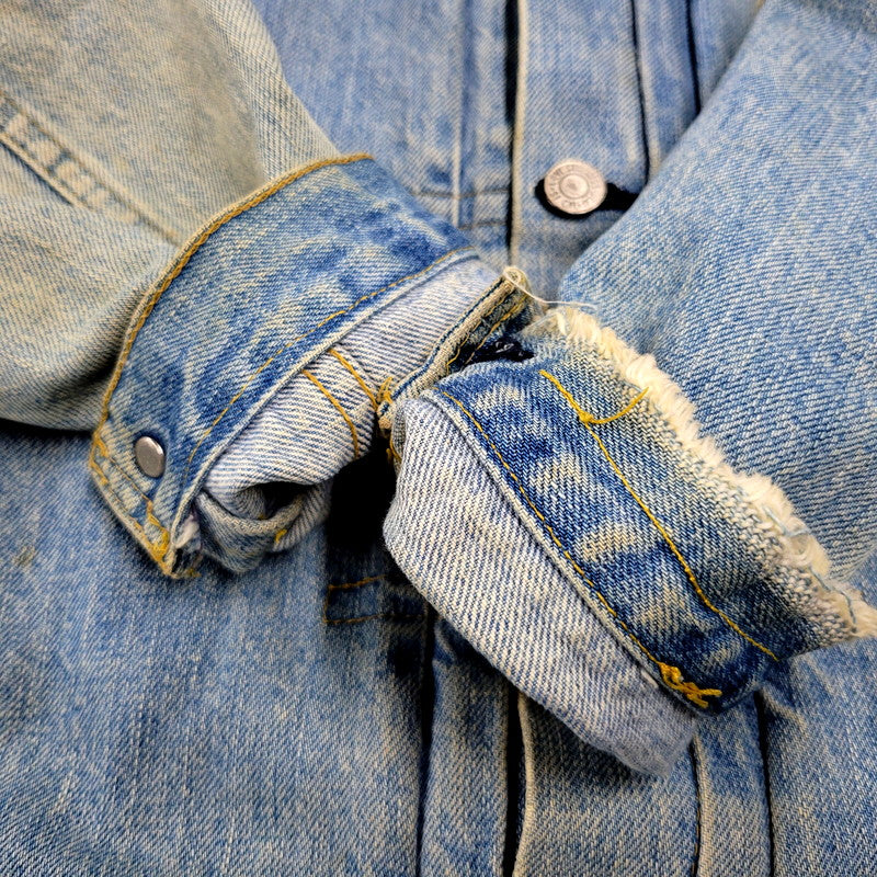 【現状渡し品】【メンズ】 Levi's リーバイス 90S 70502XX 1ST DENIM JACKET CREAM SODA CUSTOM デニムジャケット クリームソーダカスタム 刻印J02 日本製 復刻 1992年製 アウター 146-250202-as-30-izu サイズ：38 カラー：ライトインディゴ 万代Net店