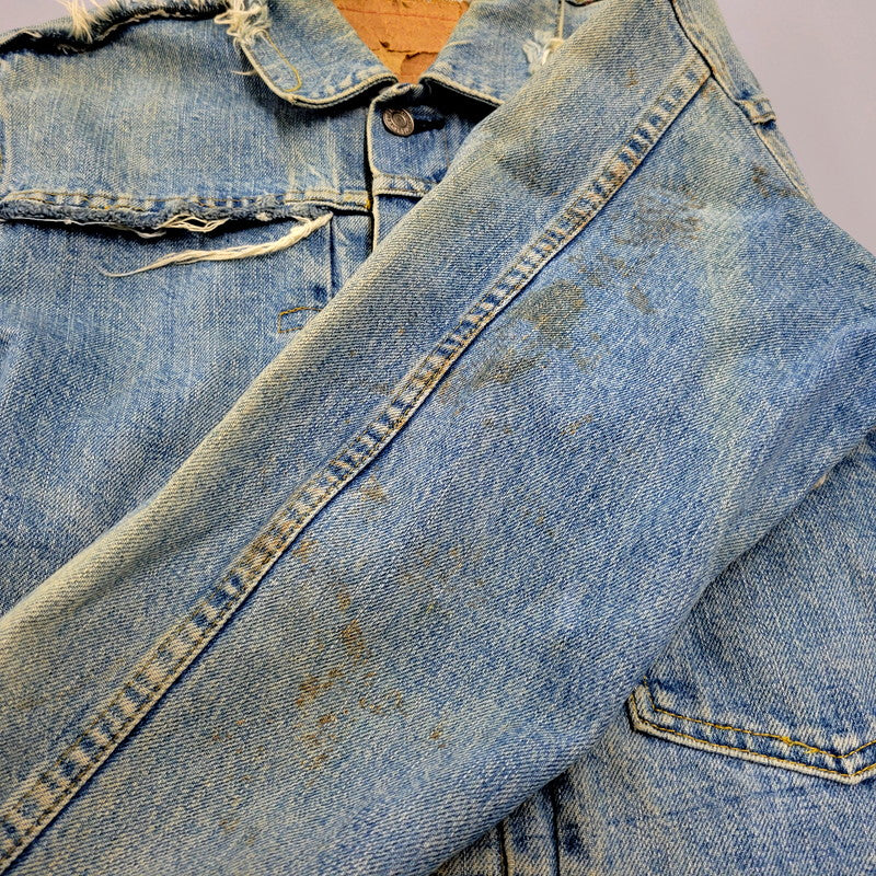 【現状渡し品】【メンズ】 Levi's リーバイス 90S 70502XX 1ST DENIM JACKET CREAM SODA CUSTOM デニムジャケット クリームソーダカスタム 刻印J02 日本製 復刻 1992年製 アウター 146-250202-as-30-izu サイズ：38 カラー：ライトインディゴ 万代Net店