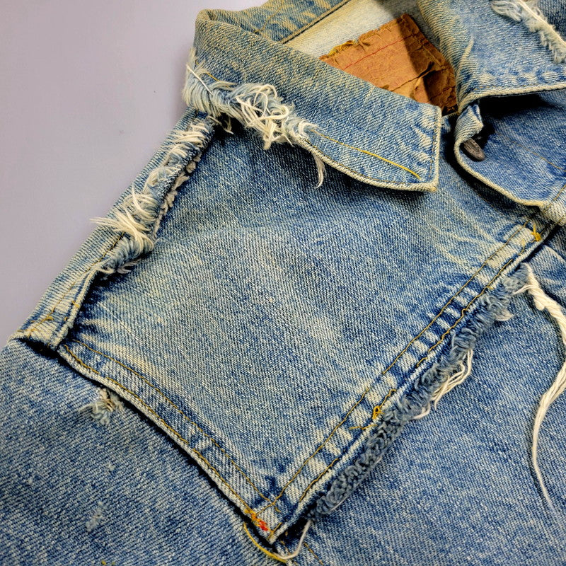 【現状渡し品】【メンズ】 Levi's リーバイス 90S 70502XX 1ST DENIM JACKET CREAM SODA CUSTOM デニムジャケット クリームソーダカスタム 刻印J02 日本製 復刻 1992年製 アウター 146-250202-as-30-izu サイズ：38 カラー：ライトインディゴ 万代Net店