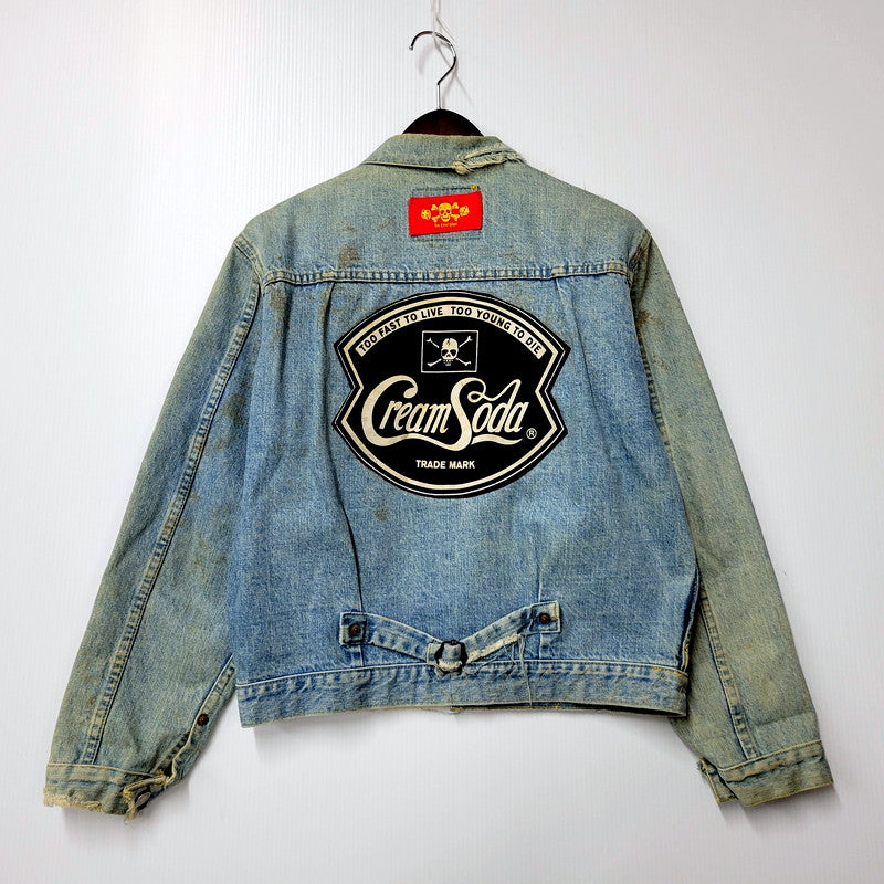 【現状渡し品】【メンズ】 Levi's リーバイス 90S 70502XX 1ST DENIM JACKET CREAM SODA CUSTOM デニムジャケット クリームソーダカスタム 刻印J02 日本製 復刻 1992年製 アウター 146-250202-as-30-izu サイズ：38 カラー：ライトインディゴ 万代Net店