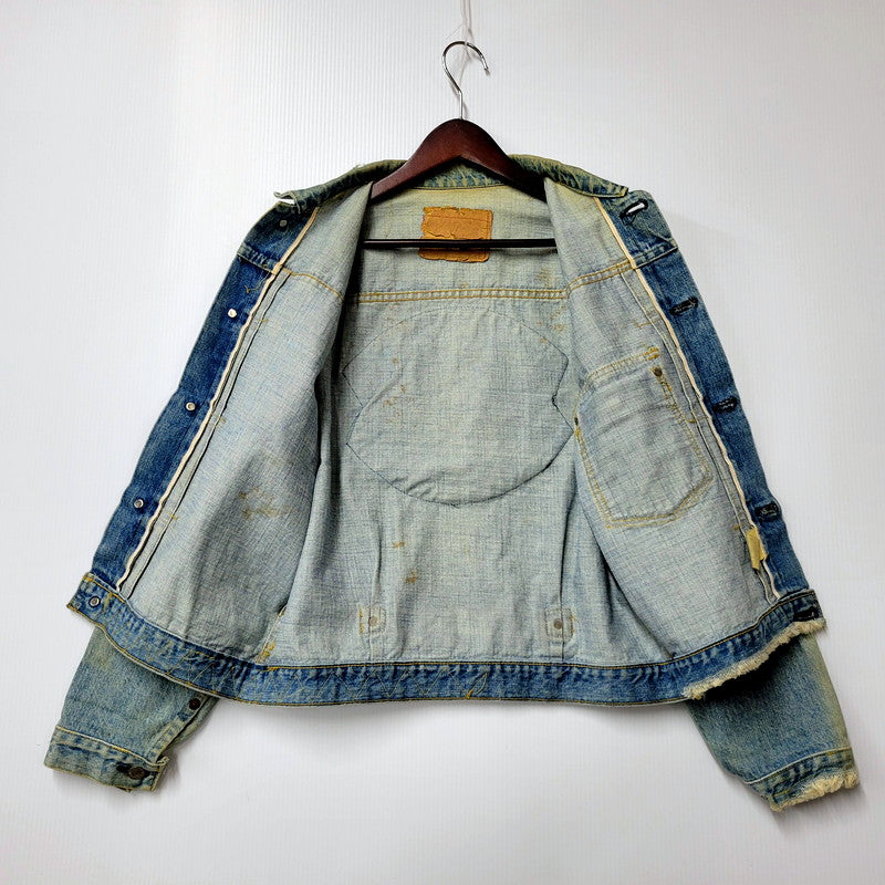 【現状渡し品】【メンズ】 Levi's リーバイス 90S 70502XX 1ST DENIM JACKET CREAM SODA CUSTOM デニムジャケット クリームソーダカスタム 刻印J02 日本製 復刻 1992年製 アウター 146-250202-as-30-izu サイズ：38 カラー：ライトインディゴ 万代Net店