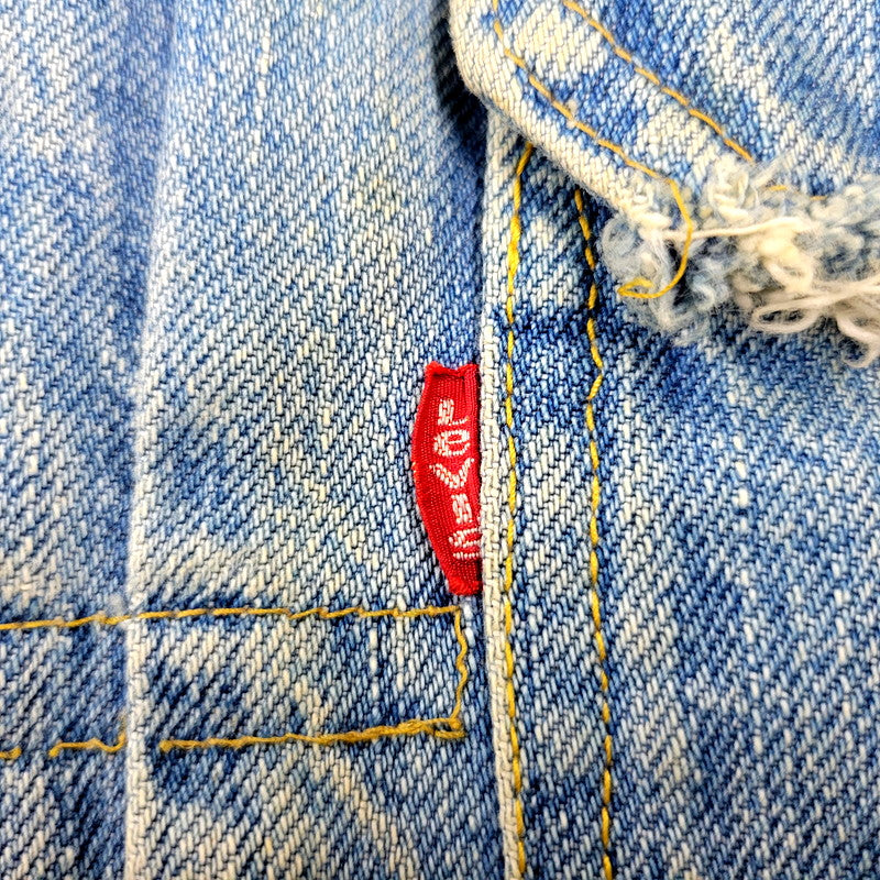 【現状渡し品】【メンズ】 Levi's リーバイス 90S 70502XX 1ST DENIM JACKET CREAM SODA CUSTOM デニムジャケット クリームソーダカスタム 刻印J02 日本製 復刻 1992年製 アウター 146-250202-as-30-izu サイズ：38 カラー：ライトインディゴ 万代Net店