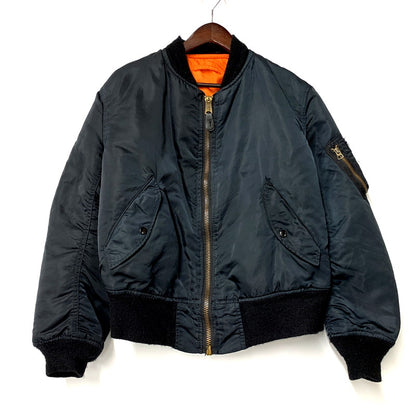 【中古品】【メンズ】  ALPHA INDUSTRIES アルファ インダストリーズ IDEAL ZIP 80-90S MA-1 FLIGHT JACKET 615-37901 フライトジャケット USA製 アウター 146-250204-as-25-izu サイズ：M カラー：ブラック/オレンジ 万代Net店