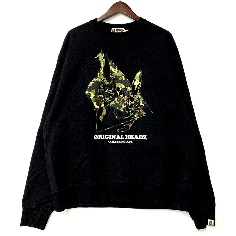 【中古品】【メンズ】 A BATHING APE アベイシングエイプ UNKLE POINTMAN LOGO RELAXED CREWNECK 001SWH231902X アンクル ポイントマン ロゴ リラックス クルーネック スウェット トレーナー 長袖 トップス 142-250205-as-17-izu サイズ：XL カラー：ブラック 万代Net店