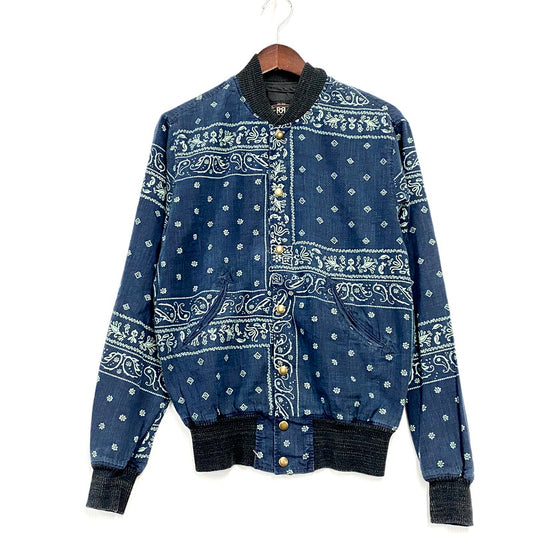 【中古品】【メンズ】 RRL ダブルアールエル INDIGO BANDANA BOMBER JACKET 782857982001 インディゴ バンダナ ボンバー ジャケット アウター 145-250206-as-04-izu サイズ：S カラー：ネイビー 万代Net店