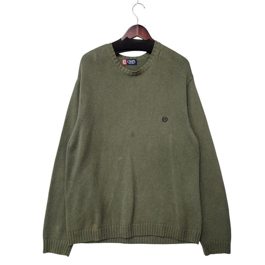 【中古品】【メンズ】 CHAPS RALPH LAUREN COTTON KNIT SWEATER チャップス ラルフローレン コットン ニット セーター 長袖 ロゴ 刺繍 トップス 146-250721-ay-04-izu カラー：グリーン系 万代Net店