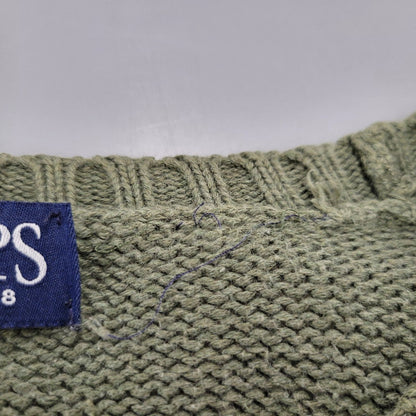 【中古品】【メンズ】 CHAPS RALPH LAUREN COTTON KNIT SWEATER チャップス ラルフローレン コットン ニット セーター 長袖 ロゴ 刺繍 トップス 146-250721-ay-04-izu カラー：グリーン系 万代Net店
