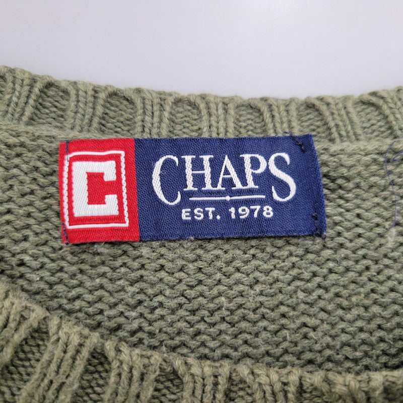 【中古品】【メンズ】 CHAPS RALPH LAUREN COTTON KNIT SWEATER チャップス ラルフローレン コットン ニット セーター 長袖 ロゴ 刺繍 トップス 146-250721-ay-04-izu カラー：グリーン系 万代Net店
