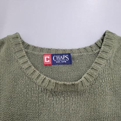 【中古品】【メンズ】 CHAPS RALPH LAUREN COTTON KNIT SWEATER チャップス ラルフローレン コットン ニット セーター 長袖 ロゴ 刺繍 トップス 146-250721-ay-04-izu カラー：グリーン系 万代Net店