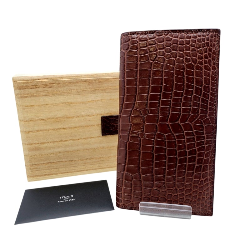 【中古品】【メンズ/レディース】 ITUAIS イトゥアイス CROCODILE POROSUS BELEZERA WALLET LONG ポロサス ビリズエラ ロングウォレット 長財布 200-250207-as-11-izu カラー：ブラウン 万代Net店