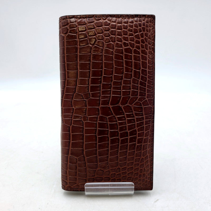 【中古品】【メンズ/レディース】 ITUAIS イトゥアイス CROCODILE POROSUS BELEZERA WALLET LONG ポロサス ビリズエラ ロングウォレット 長財布 200-250207-as-11-izu カラー：ブラウン 万代Net店