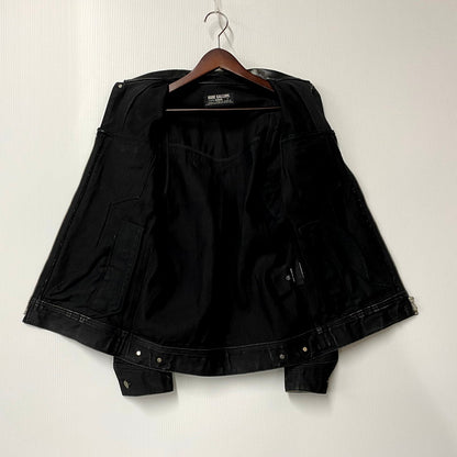 【中古品】【メンズ】 RUDE GALLERY ルードギャラリー LEATHER COLLAR BLACK DENIM TRACKER JACKET レザー カラー ブラックデニム トラッカージャケット アウター 142-250212-as-20-izu サイズ：3 カラー：ブラック 万代Net店