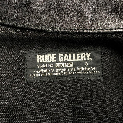 【中古品】【メンズ】 RUDE GALLERY ルードギャラリー LEATHER COLLAR BLACK DENIM TRACKER JACKET レザー カラー ブラックデニム トラッカージャケット アウター 142-250212-as-20-izu サイズ：3 カラー：ブラック 万代Net店