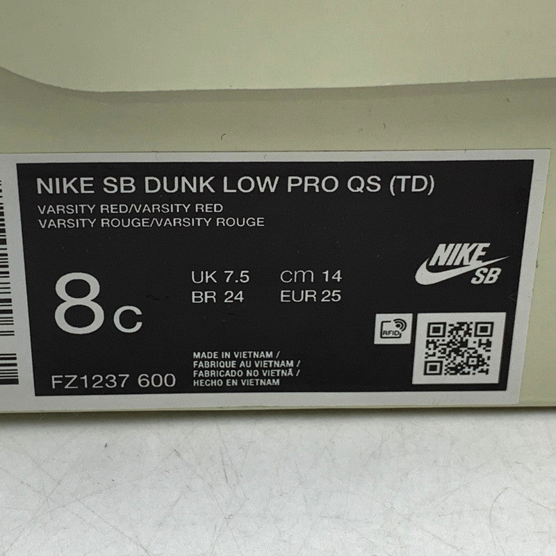 【中古美品】【キッズ】 NIKE SB ナイキエスビー DUNK LOW PRO QS (TD) FZ1237-600 ダンク ロー プロ QS TD スニーカー シューズ 靴 160-250211-as-01-izu サイズ：14cm カラー：VARSITY RED/VARSITY RED 万代Net店