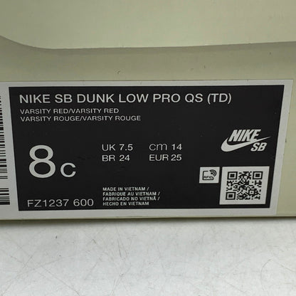 【中古美品】【キッズ】 NIKE SB ナイキエスビー DUNK LOW PRO QS (TD) FZ1237-600 ダンク ロー プロ QS TD スニーカー シューズ 靴 160-250211-as-01-izu サイズ：14cm カラー：VARSITY RED/VARSITY RED 万代Net店