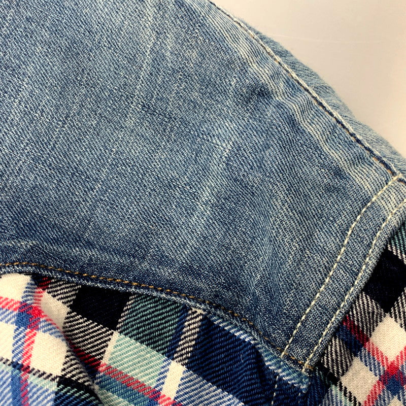 【中古品】【メンズ】 1piu1uguale3 ウノピュウノウグァーレトレ × WRANGLER ラングラー LS CHECK WESTERN SHIRT WS9061 ロングスリーブ チェック ウエスタン シャツ 長袖 トップス 140-250212-as-01-izu サイズ：L カラー：ブルー系 万代Net店