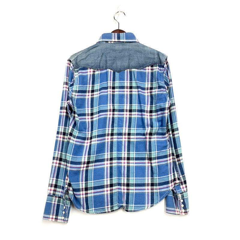 【中古品】【メンズ】 1piu1uguale3 ウノピュウノウグァーレトレ × WRANGLER ラングラー LS CHECK WESTERN SHIRT WS9061 ロングスリーブ チェック ウエスタン シャツ 長袖 トップス 140-250212-as-01-izu サイズ：L カラー：ブルー系 万代Net店