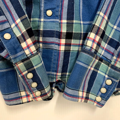 【中古品】【メンズ】 1piu1uguale3 ウノピュウノウグァーレトレ × WRANGLER ラングラー LS CHECK WESTERN SHIRT WS9061 ロングスリーブ チェック ウエスタン シャツ 長袖 トップス 140-250212-as-01-izu サイズ：L カラー：ブルー系 万代Net店