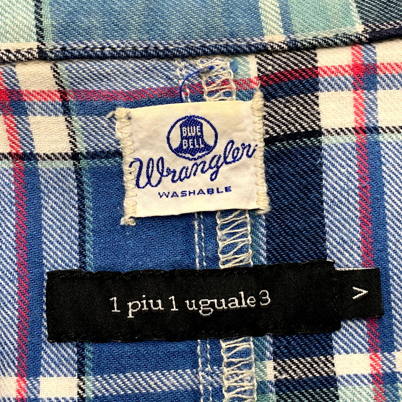 【中古品】【メンズ】 1piu1uguale3 ウノピュウノウグァーレトレ × WRANGLER ラングラー LS CHECK WESTERN SHIRT WS9061 ロングスリーブ チェック ウエスタン シャツ 長袖 トップス 140-250212-as-01-izu サイズ：L カラー：ブルー系 万代Net店