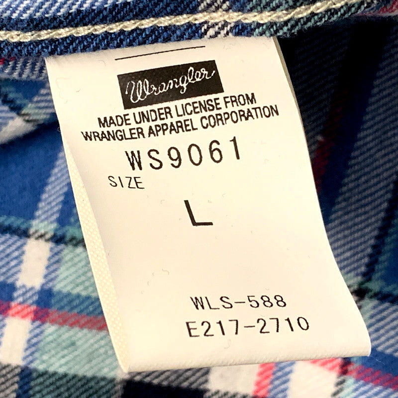 【中古品】【メンズ】 1piu1uguale3 ウノピュウノウグァーレトレ × WRANGLER ラングラー LS CHECK WESTERN SHIRT WS9061 ロングスリーブ チェック ウエスタン シャツ 長袖 トップス 140-250212-as-01-izu サイズ：L カラー：ブルー系 万代Net店