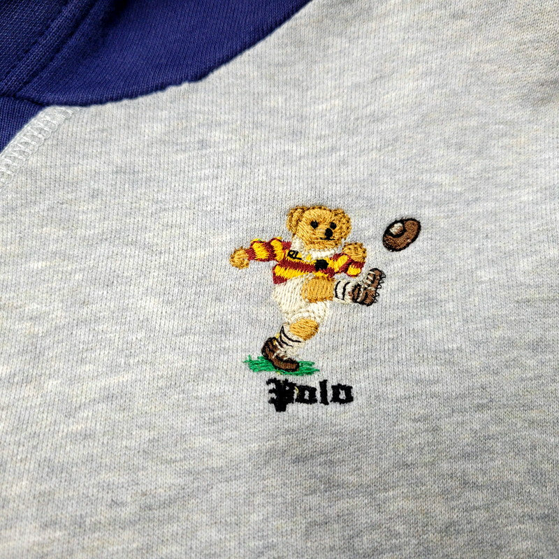 【現状渡し品】【メンズ】 POLO RALPH LAUREN ポロ・ラルフローレン POLO BEAR HOODED SWEATSHIRT ポロベア フーデッド スウェットシャツ パーカー 長袖 トップス 147-250213-as-04-izu サイズ：L カラー：グレー×ネイビー 万代Net店