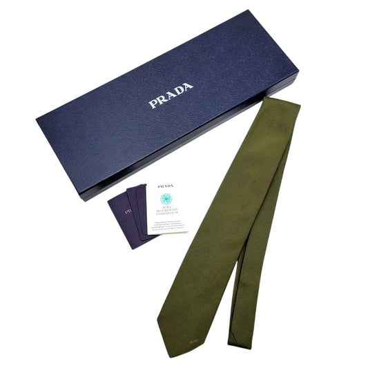 【中古品】【メンズ】 PRADA プラダ SILK TIE UCR77 シルク ネクタイ イタリア製 小物 183-250212-as-18-izu カラー：グリーン 万代Net店