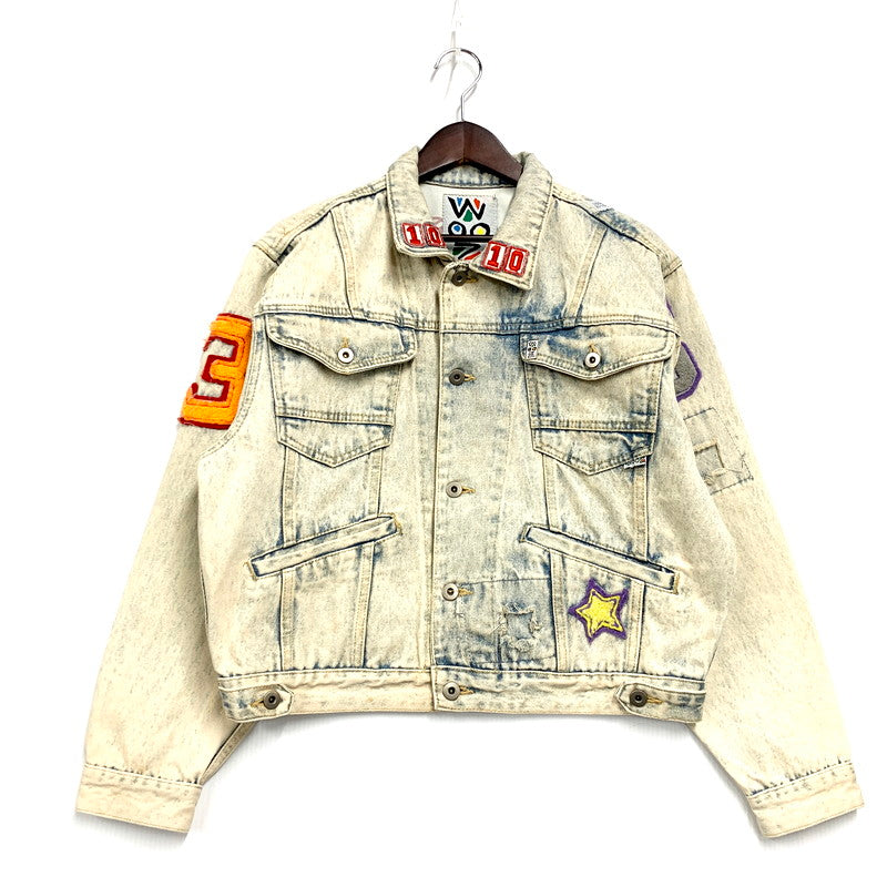 【中古品】【メンズ】  WOOZ WAPPEN CUSTOM DENIM JACKET ワッペン カスタム デニムジャケット アウター 146-250214-as-24-izu サイズ：M カラー：ライトインディゴ 万代Net店