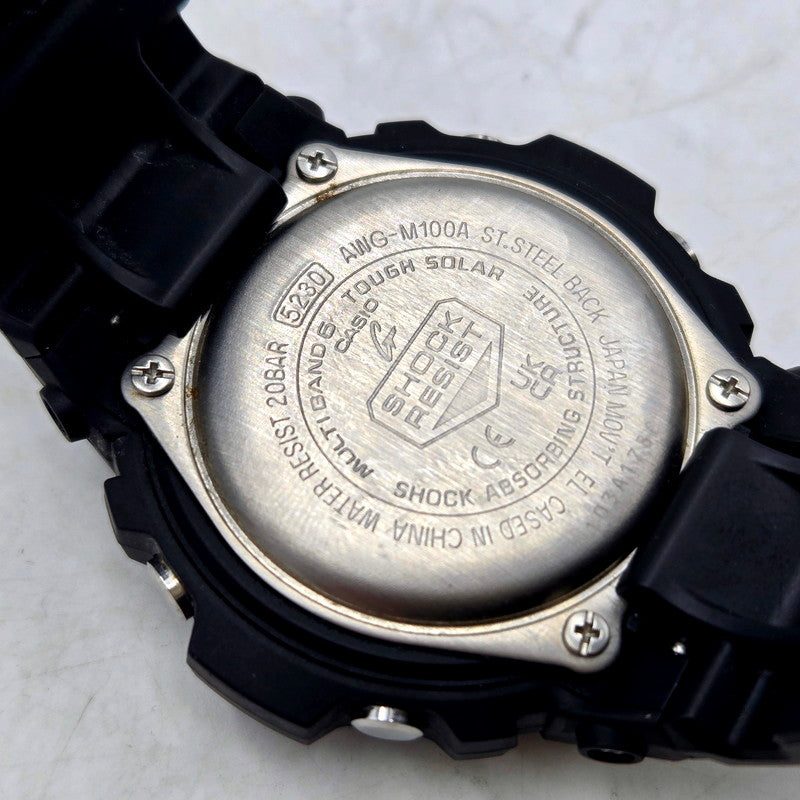 【中古品】【メンズ/レディース】 G-SHOCK ジーショック M100 SERIES ANALOG-DIGITAL WATCH AWG-M100A M100シリーズ アナログ デジタル 腕時計 196-250213-as-13-izu サイズ：52 × 46.4 × 14.9 mm カラー：ブラック×ブルー 万代Net店