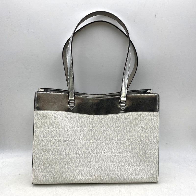 【中古品】【レディース】 Michael Kors マイケルコース MK SIGNATURE TOTE BAG 35F4STVT3V MKシグネチャー トートバッグ カバン 鞄 188-250214-as-02-izu カラー：シルバー×ホワイト 万代Net店